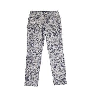 Charter Club Womens Bristol Skinny Ankle Pants Blue Paisley Slim Preppy Fit 10